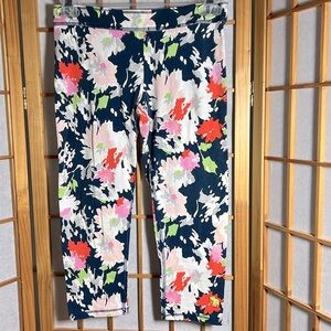 Abercrombie & Fitch S small leggings navy blue white floral pink A&F